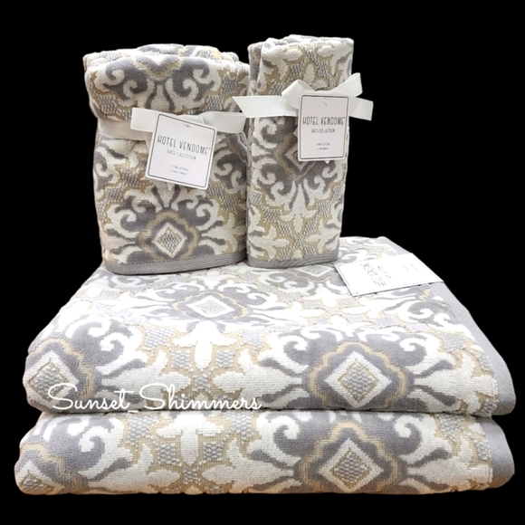 Hotel Vendome Other - 6PC Hotel Vendome Damask Luxury Madallion Bath Hand Tip TOWEL Set Velour New